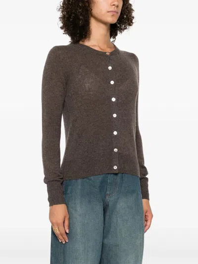 Aragona Button-front Cashmere Cardigan In Brown