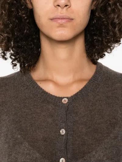 Aragona Button-front Cashmere Cardigan In Brown