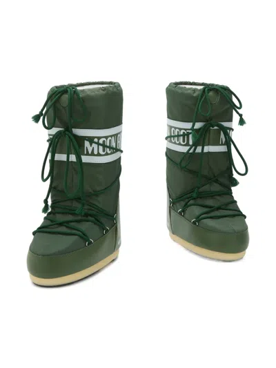 Moon Boot Nylon Lace-up Boots In Green