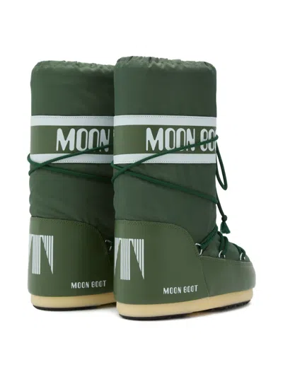 Moon Boot Nylon Lace-up Boots In Green