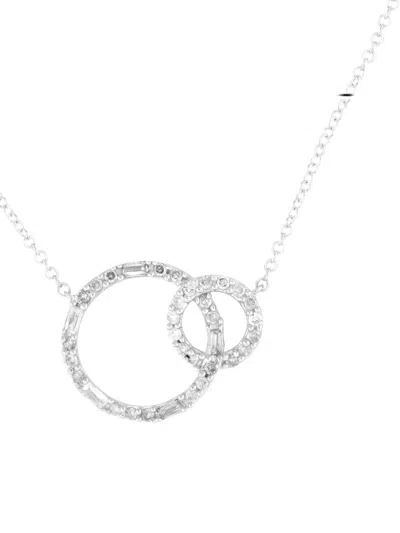 Pre-owned Lb Exclusive 14k White Gold Circle Diamond Necklace In Silver