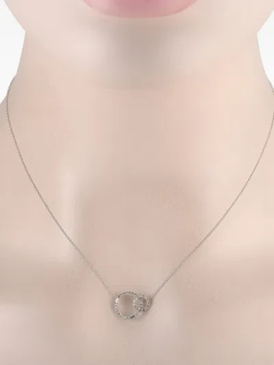 Pre-owned Lb Exclusive 14k White Gold Circle Diamond Necklace In Silver