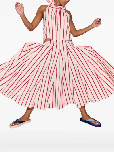 Rosie Assoulin Kerchief Top In Coastal Stripe Red Stripe In Gold