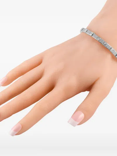 Pre-owned Lb Exclusive 18k White Gold Geometric Diamond Bracelet In Silver