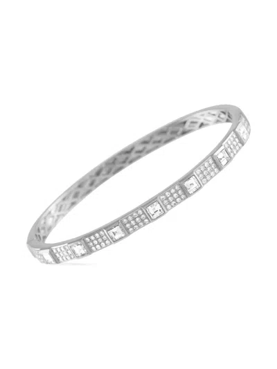 Pre-owned Lb Exclusive 18k White Gold Geometric Diamond Bracelet In Silver