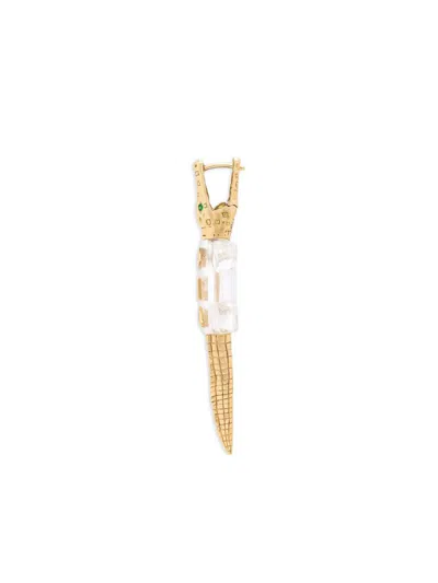 Bibi Van Der Velden 18k Yellow Gold Alligator Crystal Earring In Gold