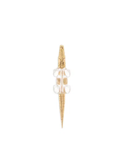 Bibi Van Der Velden 18k Yellow Gold Alligator Crystal Earring In Gold