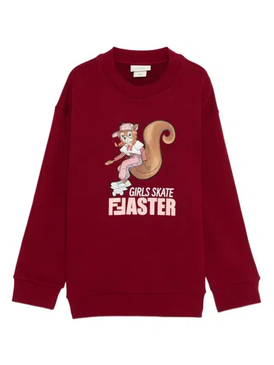 Fendi Squirrel-print Sweatshirt In Red