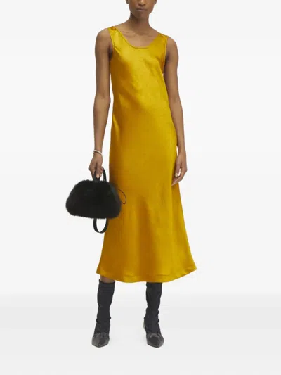 Rodebjer Eloise Satin Maxi Dress In Yellow
