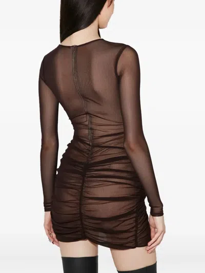 Misbhv Twist-front Mesh Mini Dress In Black
