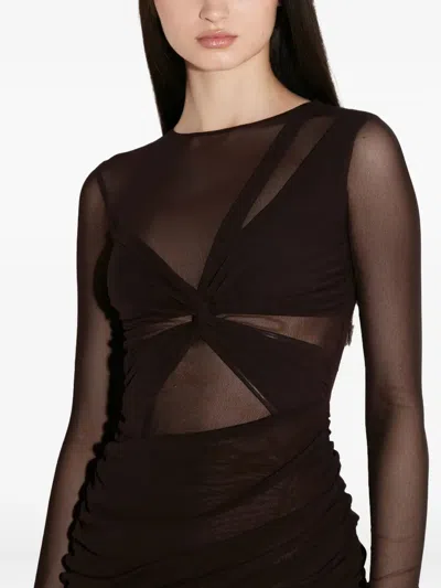 Misbhv Twist-front Mesh Mini Dress In Black