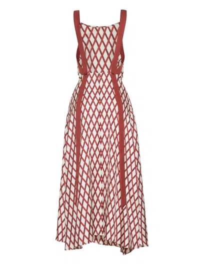 Adam Lippes Sunita Diamond Print Backless Silk Twill Dress In Brown