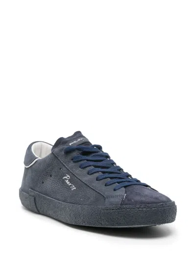 Philippe Model Low Top Sneakers Featuring Contrast Stitching In Blue