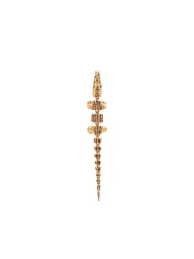 Bibi Van Der Velden 18k Yellow Gold Alligator Crystal Earring In Gold