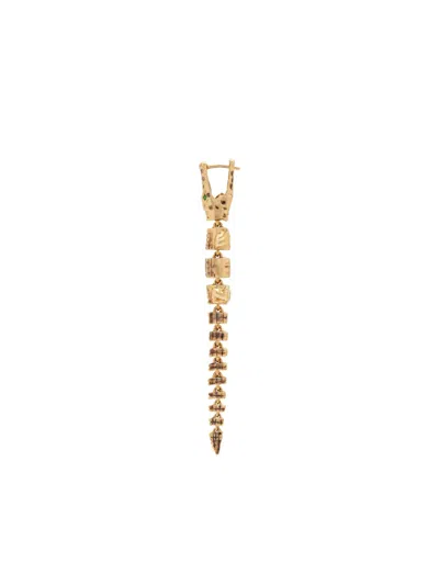 Bibi Van Der Velden 18k Yellow Gold Alligator Crystal Earring In Gold