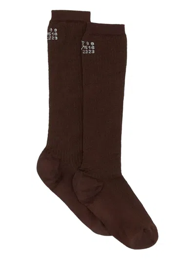 Mm6 Maison Margiela Brown Stretch Viscose Blend Socks In Brown