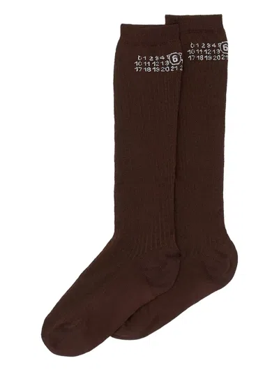 Mm6 Maison Margiela Brown Stretch Viscose Blend Socks In Brown