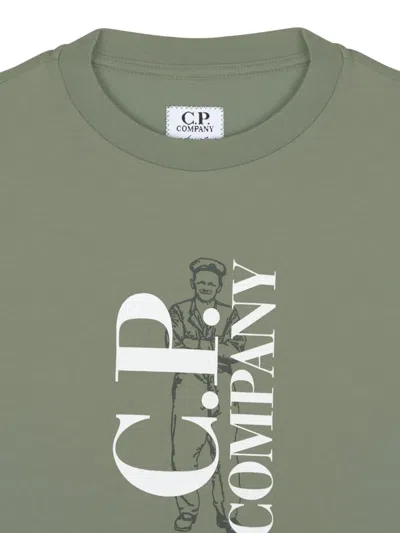 C.p. Company Logo-print Cotton T-shirt In Green