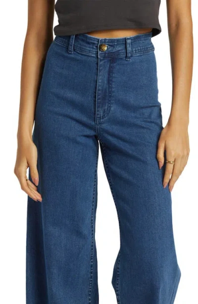 Billabong Free Fall Fray Hem Stretch Wide Leg Jeans