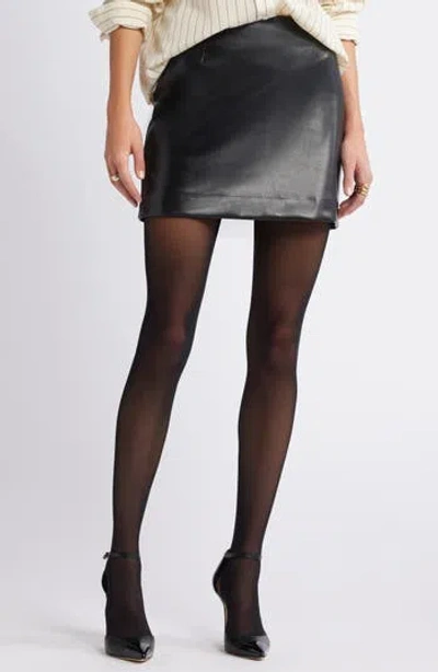 Open Edit Faux Leather Miniskirt