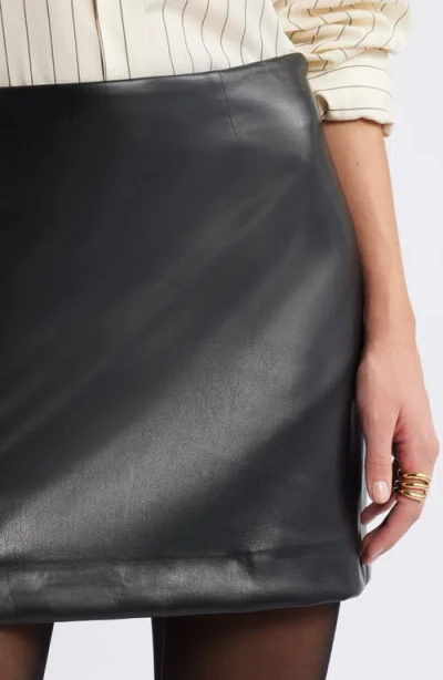Open Edit Faux Leather Miniskirt