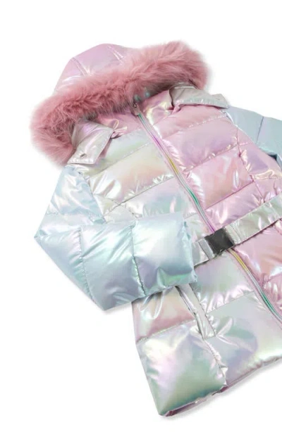 Peek Aren't You Curious Kids' Colorblock Iridescent Quilted Puffer Jacket