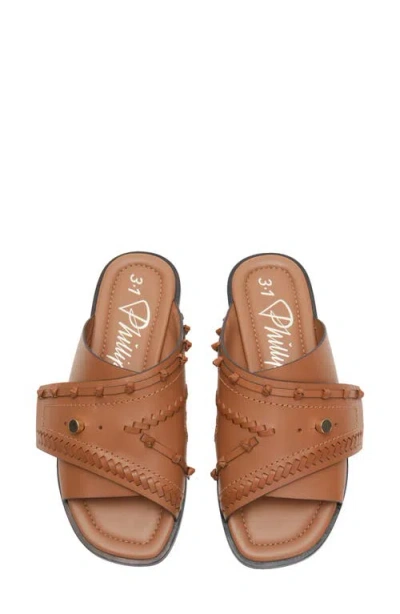 3.1 Phillip Lim Crossover Slide Sandal With Leather Craft