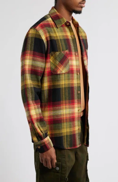 Icecream Blocky Plaid Cotton Flannel Button-up Overshirt