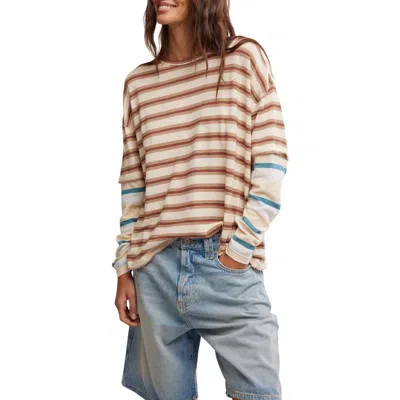 Free People Nina Stripe Layered Long Sleeve Cotton T-shirt