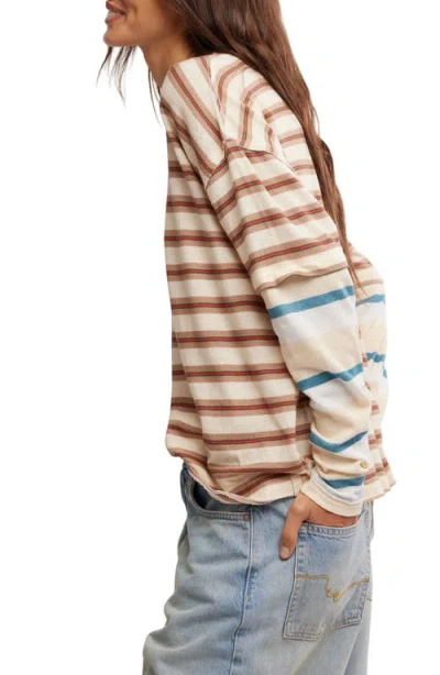 Free People Nina Stripe Layered Long Sleeve Cotton T-shirt