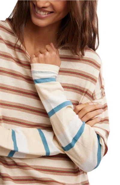 Free People Nina Stripe Layered Long Sleeve Cotton T-shirt