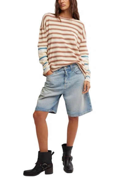 Free People Nina Stripe Layered Long Sleeve Cotton T-shirt