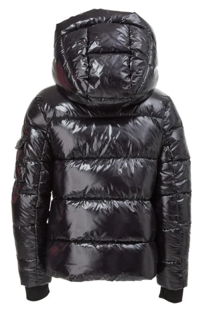 S13 Girls High Shine Straight Puffer Jacket In Black