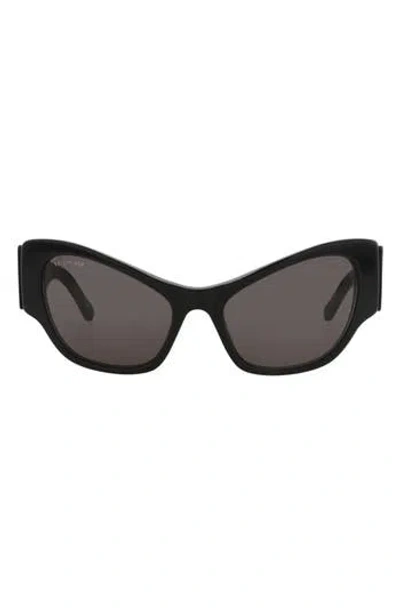 Balenciaga Rectangular Acetate Sunglasses In Black
