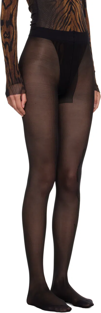 Jean Paul Gaultier Signature Script Sheer Tights In Black