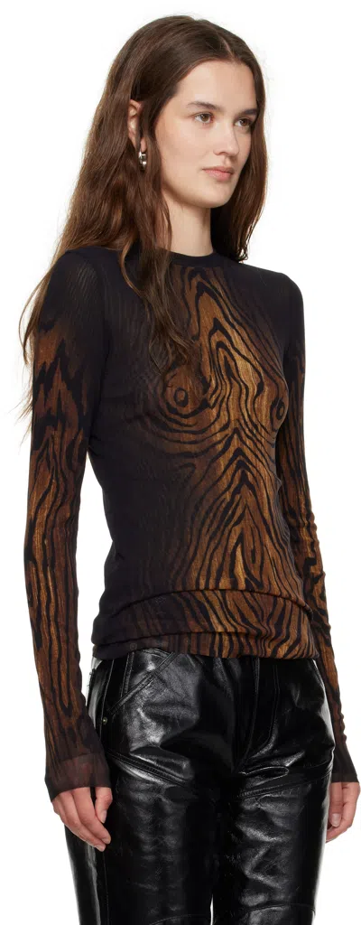 Jean Paul Gaultier Black & Brown 'the Wood' Top