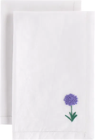 Gohar World Two-pack White 'á Jour & Flora' Embroidery Dinner Napkins