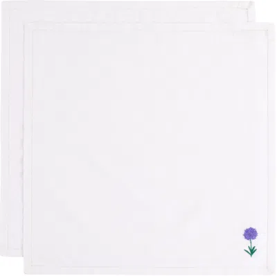 Gohar World Two-pack White 'á Jour & Flora' Embroidery Dinner Napkins