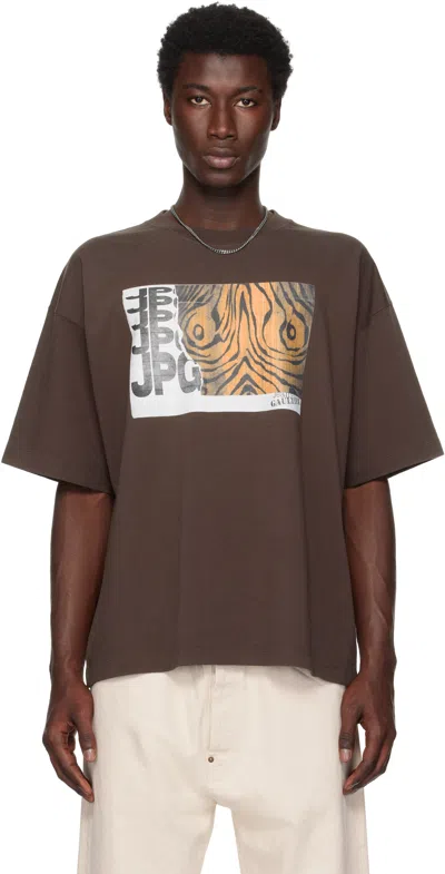 Jean Paul Gaultier Brown Printed Wood Oversized T-shirt In Brown