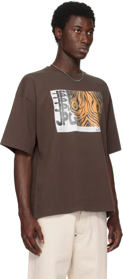 Jean Paul Gaultier Brown Printed Wood Oversized T-shirt In Brown