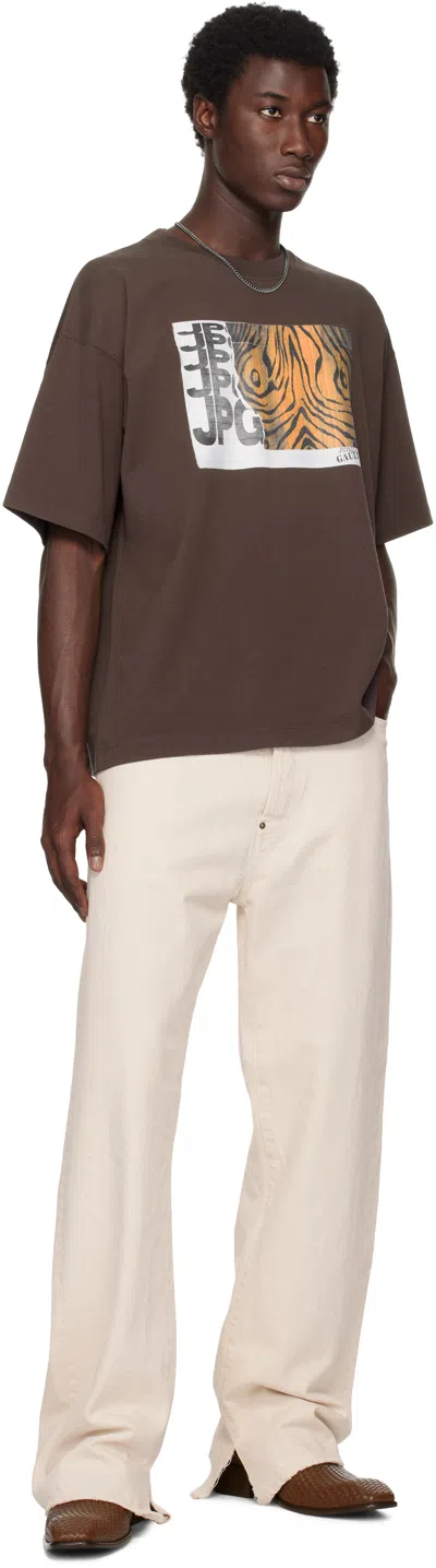 Jean Paul Gaultier Brown Printed Wood Oversized T-shirt In Brown