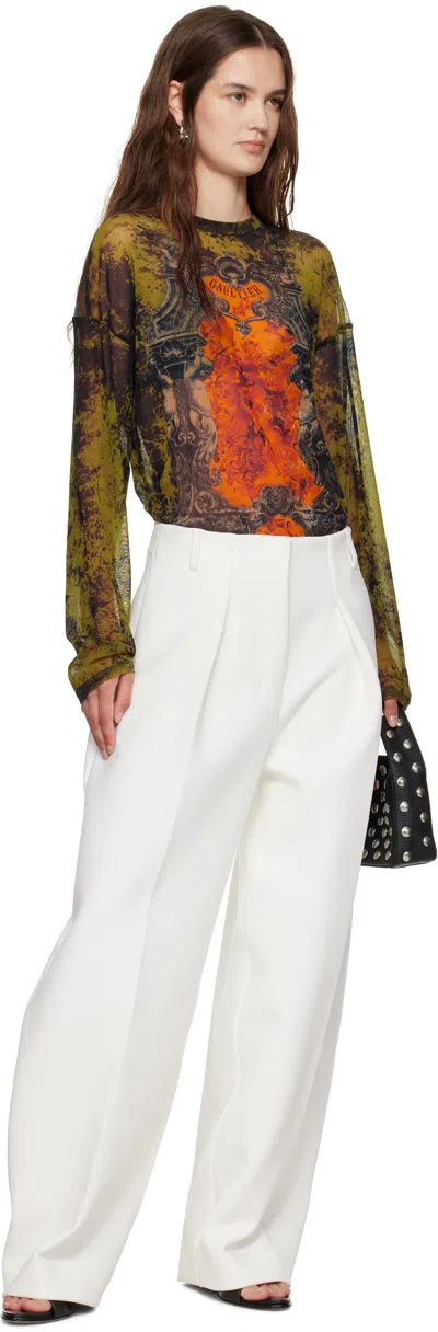 Jean Paul Gaultier Khaki & Orange 'the Oversized Médaillon' Top