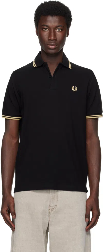 Fred Perry Polo Shirt With Contrast Trim And Collar In Black