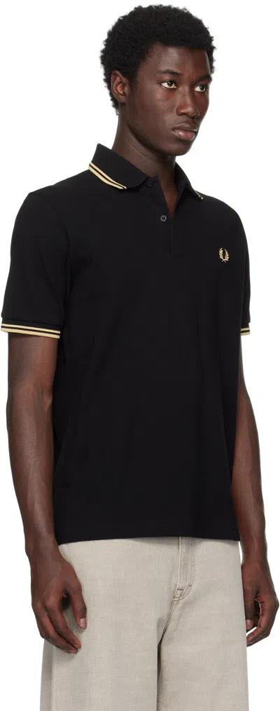 Fred Perry Polo Shirt With Contrast Trim And Collar In Black