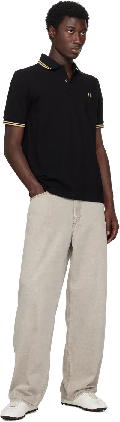 Fred Perry Polo Shirt With Contrast Trim And Collar In Black