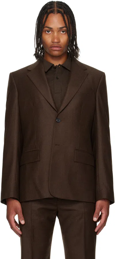 Ferragamo Single Breasted Flannel Blazer In Brown