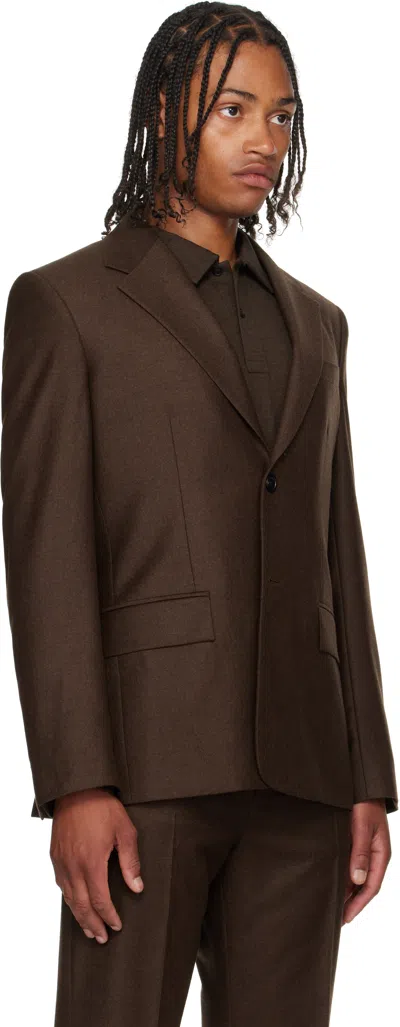 Ferragamo Single Breasted Flannel Blazer In Brown