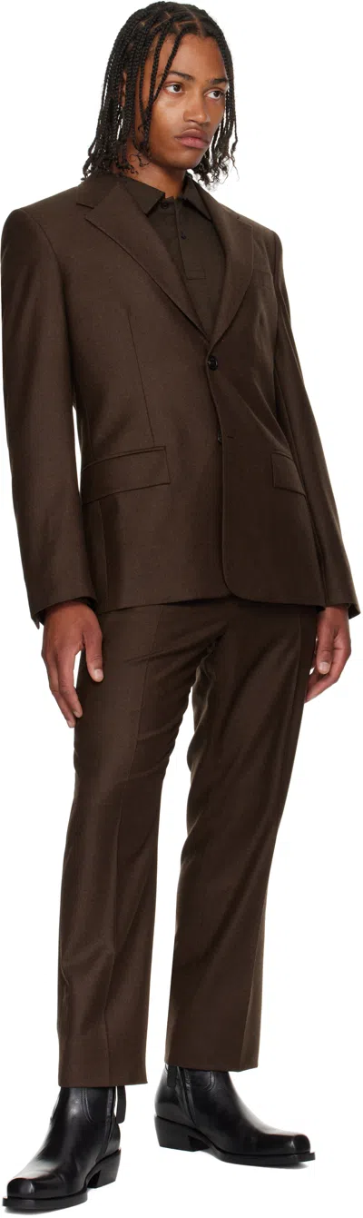 Ferragamo Single Breasted Flannel Blazer In Brown