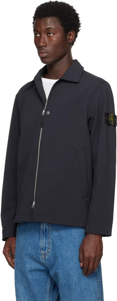 Stone Island Navy Q100003 Soft Shell Jacket In Blue