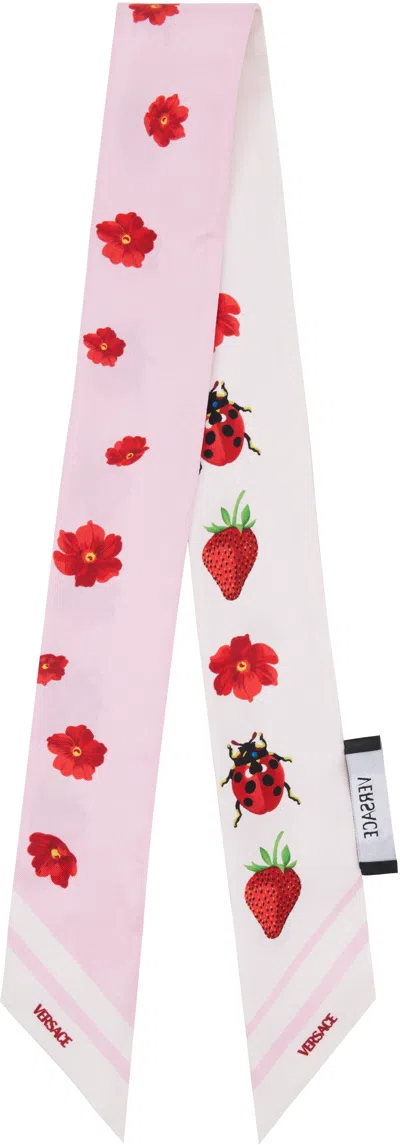 Versace Pink Strawberry Garden Silk Tie
